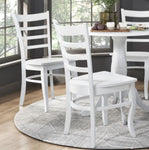 ZUN White Finish Dining Chairs Set of 2 Wooden Ladder-Back Casual Farmhouse Style Kitchen Dining Room B011P188439