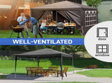 1010ft Black Outdoor Canopy Gazebo with 4 Removable Side Panels, 2 Zipper Doors 39512955