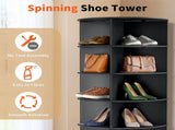 7-tier, 360&deg rotating wood-plastic composite shoe rack, 60*60*184cm, black 06263658