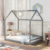 ZUN Full Size House Bed Wood Bed, Gray 55526138