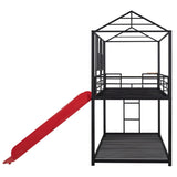 ZUN Twin Over Twin Metal Bunk Bed ,Metal Housebed With Slide,Three Colors Available. 66151708