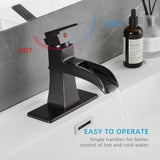 Sink Faucet With Deck Plate Waterfall ORB with Pop Up Drain and Supply Lines Bathroom faucets for W1932P179411
