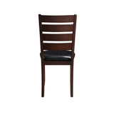 Contemporary Cherry Finish Side Chairs 2pc Set Black PU Leather Upholstery Durable Wood Dining B2741P331891