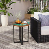 20-inch round end table with epoxy top for indoor and outdoor use 34391058
