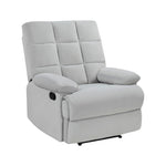 ZUN Reclining Chair Light Gray Velvet Upholstery Square Tufted Back Pillowtop Arms Solid Wood Furniture B011P182495