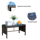 Outdoor patio Furniture 1 Coffee Table with clear tempered glass W20966895