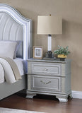 Elegance Gray Finish 2-Drawers Nightstand Decorative Glitter Front 1pc Bedside Table Bedroom B011P308559