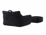 Giant Plush Bean Bag Chair for Adults with Armrests and Footstool -- Comfy Black Beanbag Chaise W1117P309394