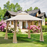 ZUN 10ft x 10ft Outdoor Patio Gazebo Canopy Tent Beige 33119017