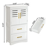 Bathroom Floor Storage,Freestanding Bathroom with 2 Drawers and 2 Doors,Storage T3210P293445