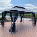 ZUN 13x10 Outdoor Patio Gazebo Canopy Tent With Ventilated Double Roof And Mosquito net W41942174