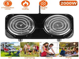 Double Burner Electric Hot Plate, 2000W Fast Heating with 5 Temperature Levels, Portable Stainless 85618233