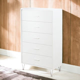 White 5-Drawer Chest with Single Handles B062P209028