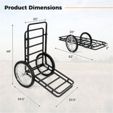 Black Game Cart with Double-Layer Structure - 2-Level Adjustment, 550 lbs Capacity, 20" Rubber 46881865