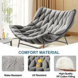 Outdoor Rocking Chair, Patio Egg Rocking Chair, Indoor Papasan Rattan Wicker Lounge Chair for Patio, 87826856