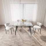 51" Dining Table Modern Minimalist Rectangular Glass for 4-6 with 0.31" Tempered Glass Tabletop and W2189P255605