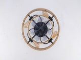 20" Double Tier Rope Caged Flush Mount Ceiling Fan with Light Kit ,With Remote W3596P460468