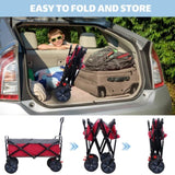 150L Collapsible Wagon Cart Foldable, Utility Garden Wagon with 360lbs Weight Capacity, Heavy Duty W321P269220