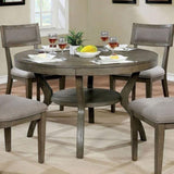 Rustic Grey Solid wood Round Dining Table w Shelf Dining Room Furniture 1pc Table Only B011107814