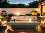 Rectangle Propane Fire Pit Table, Modern 2in1 Outdoor Firepit Table with 3Level Adjustable Height W853P553906