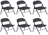 6pcs Elegant Foldable Iron & PVC Chairs for Convention & Exhibition Black 76060515