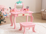 Pink MDF spray-painted apple-printed 1-drawer 2-desktop storage box children's dressing table set 22610876