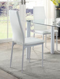 Modern Style White Metal Finish Side Chairs 2pc Set Faux Leather Covered Contemporary Dining Room B01167365