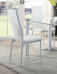 ZUN Modern Style White Metal Finish Side Chairs 2pc Set Faux Leather Covered Contemporary Dining Room B01167365