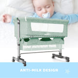 Baby Bassinet Bedside Sleeper Adjustable Portable Bed with Mosquito Nets,Green 14904342