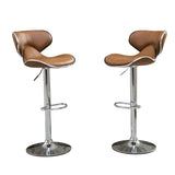 Masaccio Upholstery Airlift Adjustable Swivel Barstool with Chrome Base, Set of 2, Camel T2574P164834