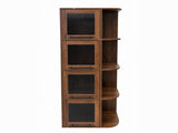 Tall Display Cabinet with Fluted Glass Doors, Freestanding Bookcase and Open Shelves, Modern Accent W331P533618