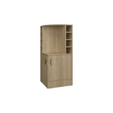 FM FURNITURE Toyei Corner Bar Cabinet with Bottle Rack, Open Shelves, and Hidden Storage, Natural B128P269880