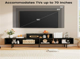63" TV Stand for 70" TVs - 3 Classified Compartments, Rustic Brown/Black/White, Engineered 09349822