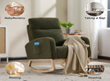 Modern Accent Rocking Chair Rocking Chair with Solid Wood Legs, Upholstered Nursery Glider Rocker, 86624007