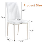 ZUN 6 Dining Chair Set, White Dining Chair Set, PU Material High Back Seat and Sturdy White Leg Chair W1151P192249