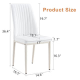 ZUN 6 Dining Chair Set, White Dining Chair Set, PU Material High Back Seat and Sturdy White Leg Chair W1151P192249