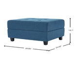 Navy Blue Tufted Ottoman, Fabric Upholstered Footrest with Wood Legs, 28.86"L Indoor Ottoman for N779P445624N