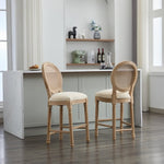 ZUN Solid Wood Bar stools Set of 2 Classic French Country Wooden Barstools with Upholstered Seating W1622P221400