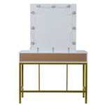 ZUN FCH Single Mirror With 2 Drawers And Light Bulbs, Steel Frame Dressing Table White 15987661