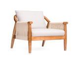 Accent Chair, Solid Hardwood Frame with Hand-Woven Paper Rope Arm, Mid-Century Modern Armchair with W5599P574869