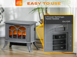 Electric Fireplace Freestanding Stove Heater with Realistic Logs 14.75"x9"x17.25" Gray 76101144
