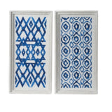 Set of 2 Blue and White Hanging Sculptures, Modern Wall Art Decor, 12.5" x 24.5" W2078130292