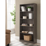 Five shelf wooden bookcase display cabinet with bottom front molding grey color B107P323493