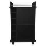Dukat Bar Cart,Two Shelves, Six Built-in Wine Rack, Four Casters -Black B20091846