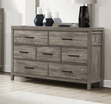 Rustic Style Bedroom Dresser of 7 Drawers Weathered Gray Finish Premium Melamine Laminate Wooden B011P146008