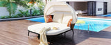 ZUN 74.8" L Patio Daybed with Retractable Canopy, Outdoor Rattan PE Wicker Back Loveseat Sofa Set with 42521666