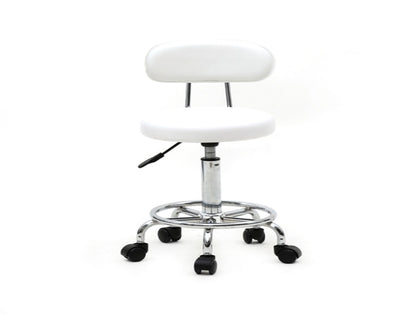 Round Shape Adjustable Salon Stool with Back and Line White 46930452
