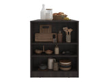 Lacour Kitchen Island, Kitchen Bar Table with 3-Side Shelves, Dark Walnut B097P474295