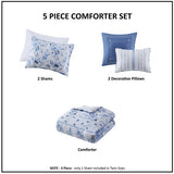 Full/Queen Floral Striped Comforter Set B035P203250