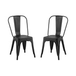 ZUN 2pc Modern Matte Black Finish Metal Dining Room Kitchen Bar Chairs Contemporary Aesthetic 18-inch B011P238552